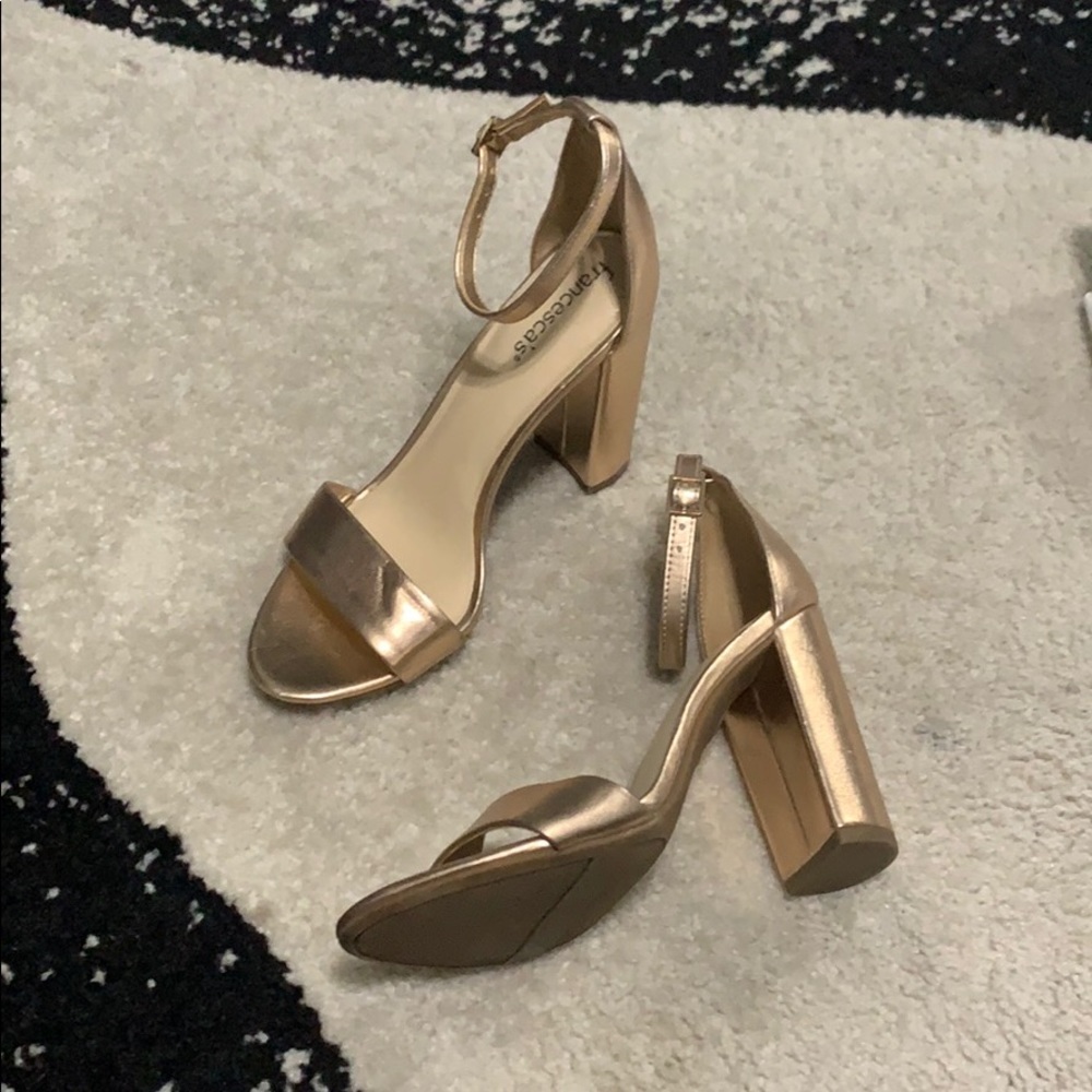 Rose gold block heels!